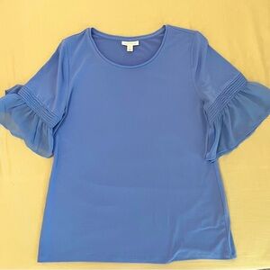 Charter Club Medium Blue Ruffle Sleeve Blouse